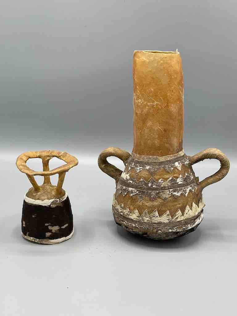 Rawhide Bottle-Shape Decorated Container
